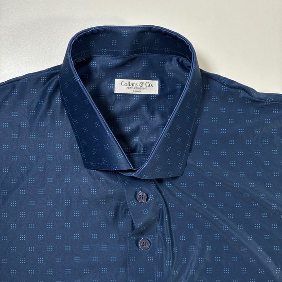 Collars & Co. Other - NEW Collars & Co. Polo Shirt XL Dark Blue Featherweight Geometric Print Golf